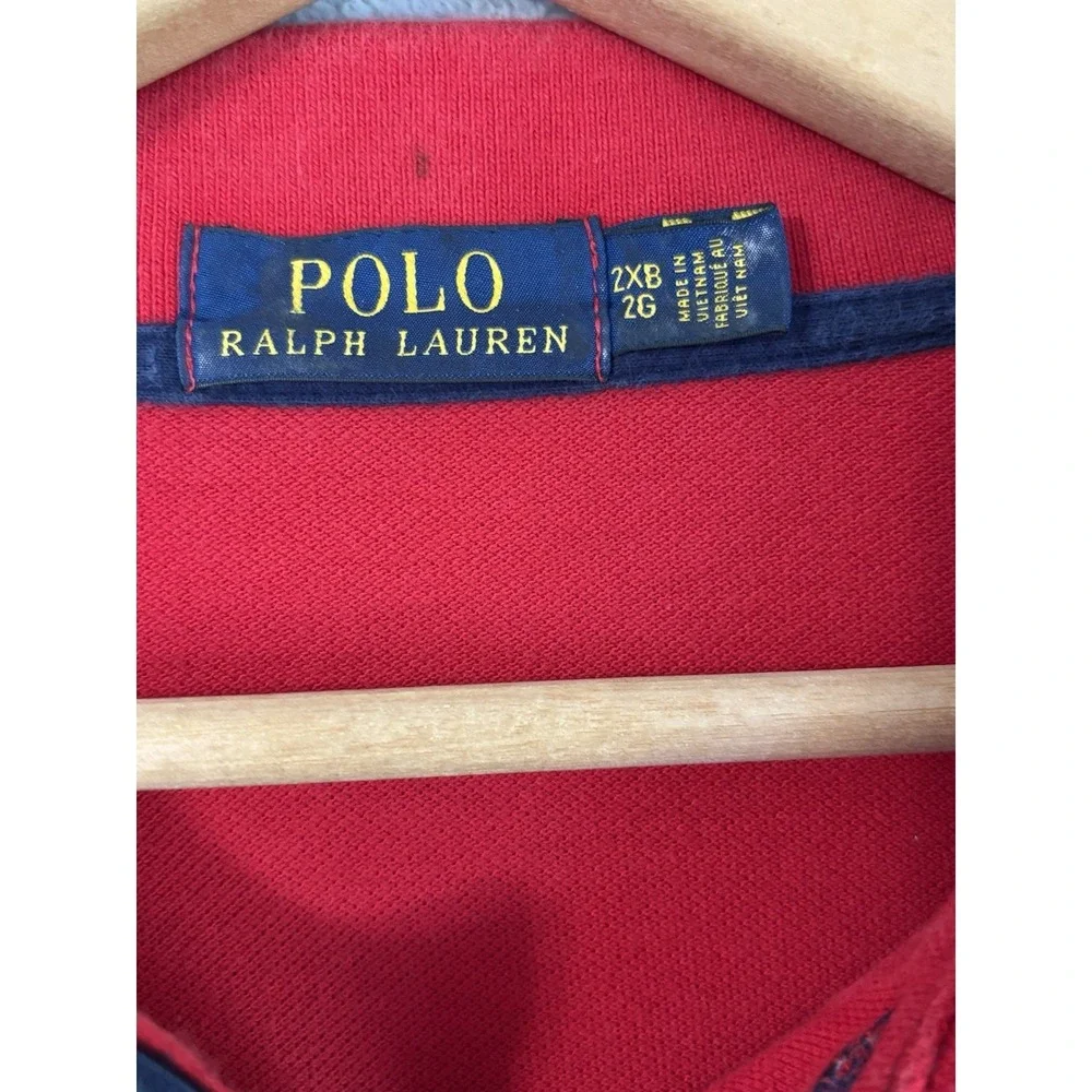 Polo Ralph Lauren Men's 2XB Red Navy Stripe Polo Shirt Big Cotton Pony Logo 0795